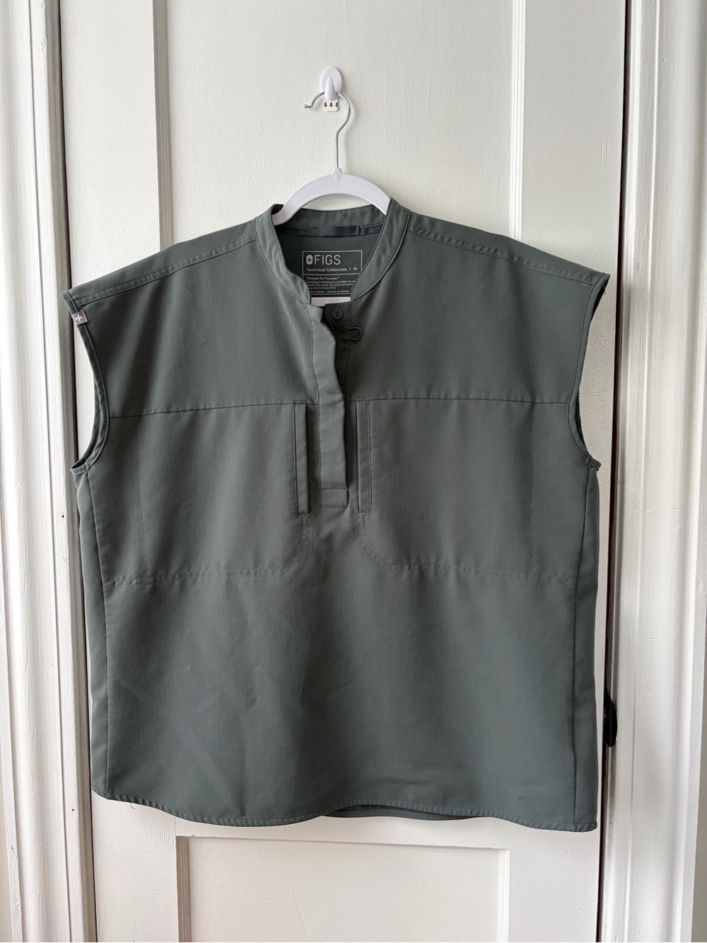 FIGS Women’s Sleeveless Tunic Shirt in Olive Green